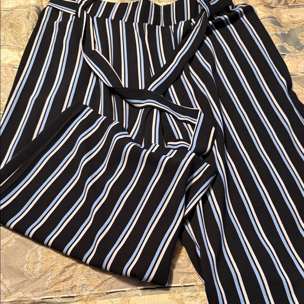 Ashley Stewart Black and White Striped Capris